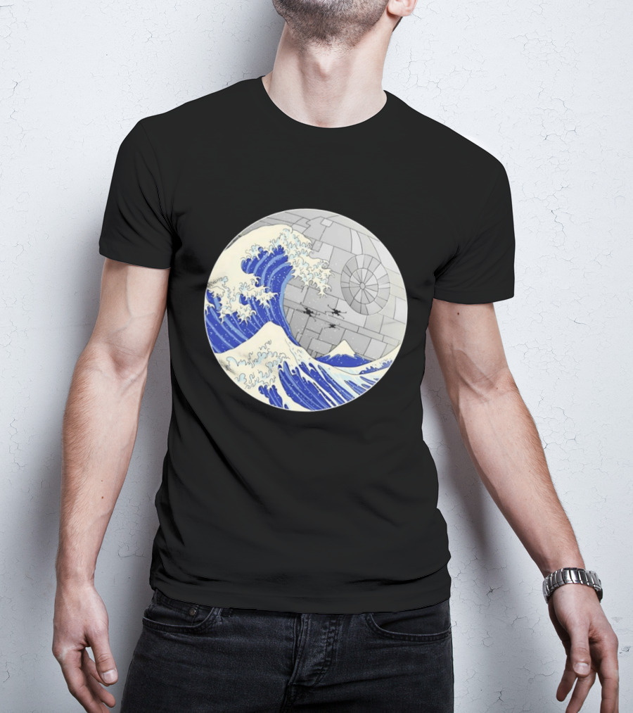 The Great Wave Off Kanagawa Meets Death Star Star Wars T-Shirt