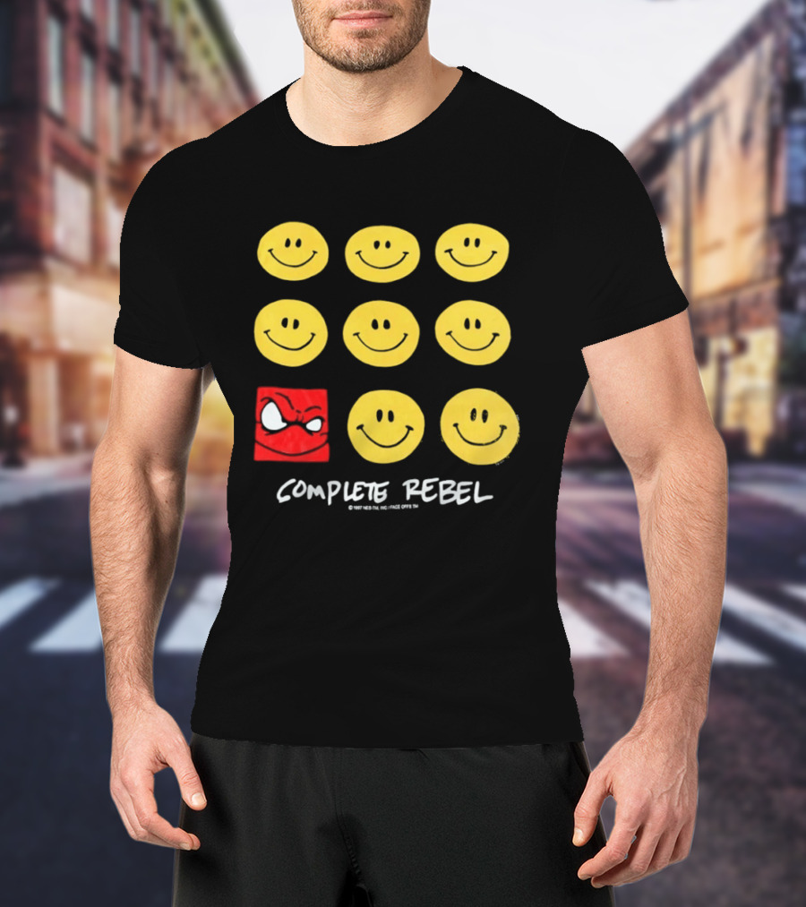 Complete Rebel Smiley Faces Red Square T-Shirt