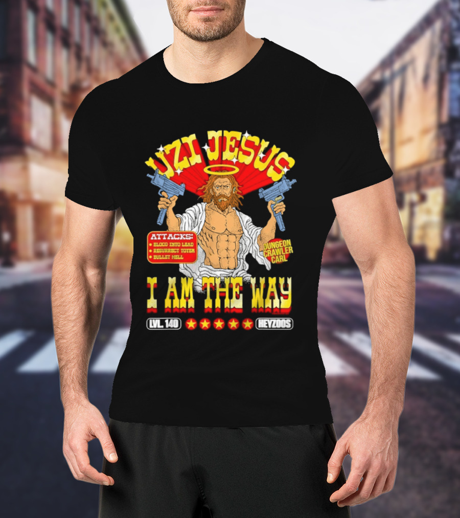 Uzi Jesus I Am The Way Dungeon Crawler Card Bullet Hell T-Shirt