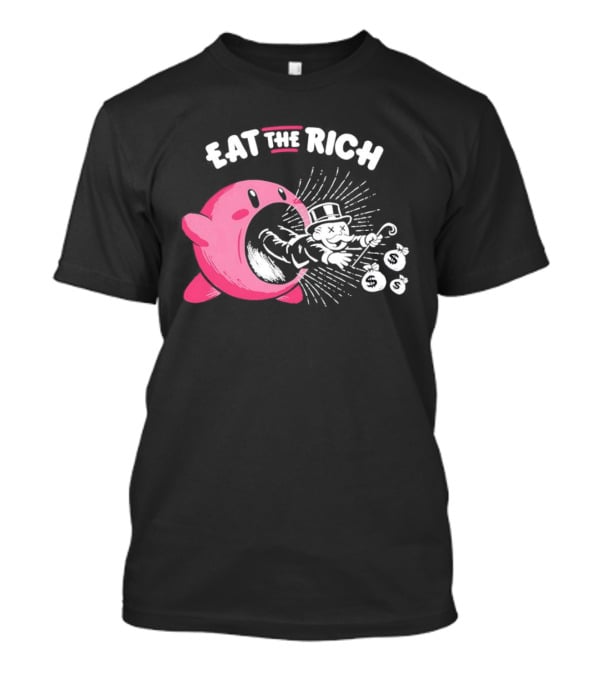 Eat The Rich Kirby Devours Rich Uncle Pennybags Dollar Signs T-Shirt