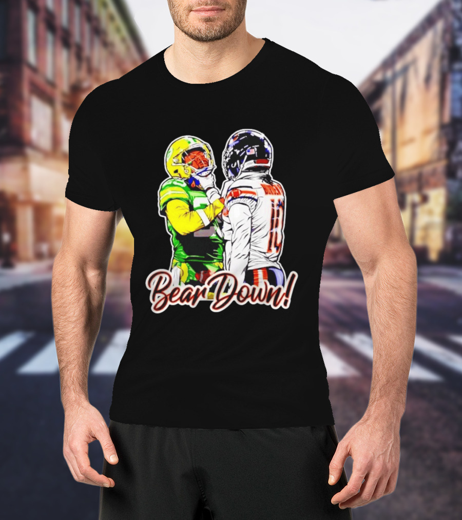 Aaron Rodgers Green Bay Packers Versus Luther Burden III Chicago Bears Bear Down Rivalry T-Shirt