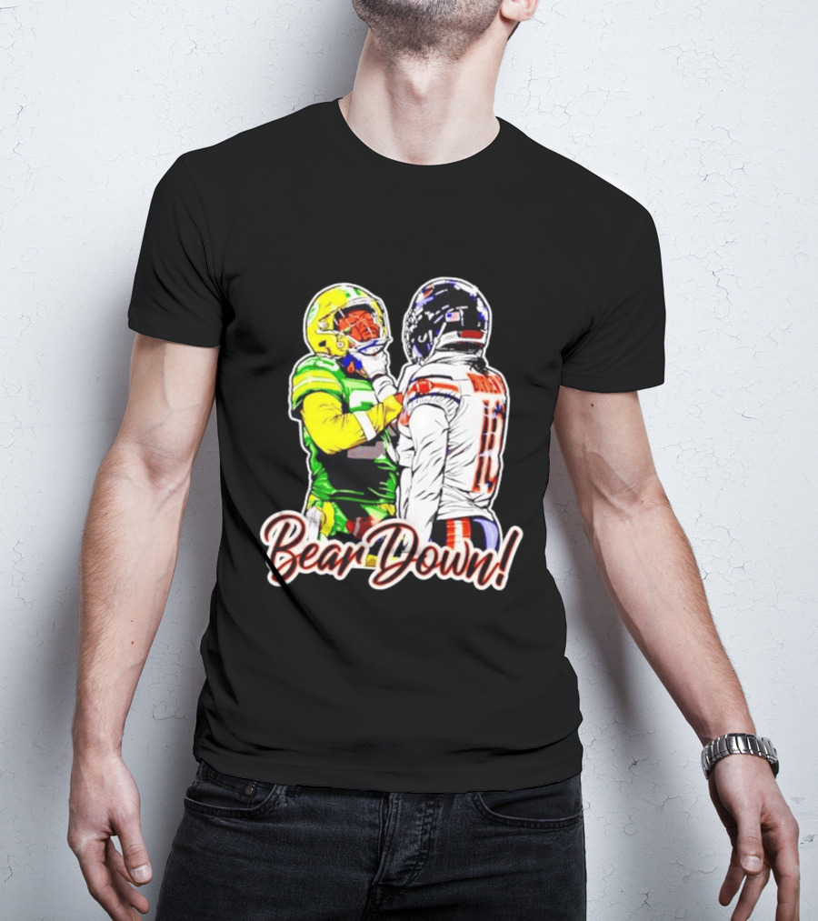 Aaron Rodgers Green Bay Packers Versus Luther Burden III Chicago Bears Bear Down Rivalry T-Shirt