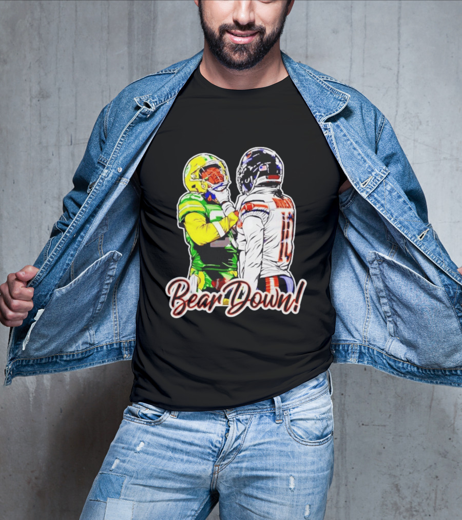 Aaron Rodgers Green Bay Packers Versus Luther Burden III Chicago Bears Bear Down Rivalry T-Shirt