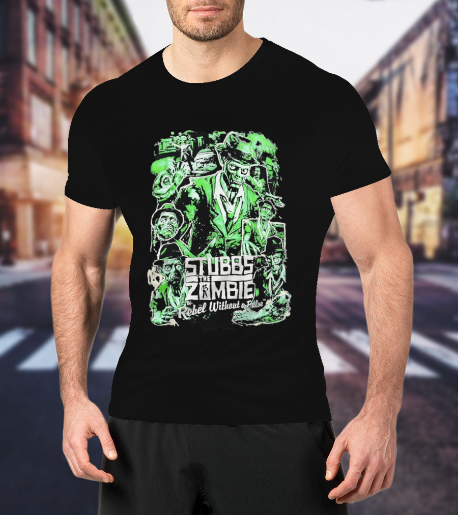 Stubbs The Zombie Rebel Without A Pulse Neon Green Horror Comic T-Shirt
