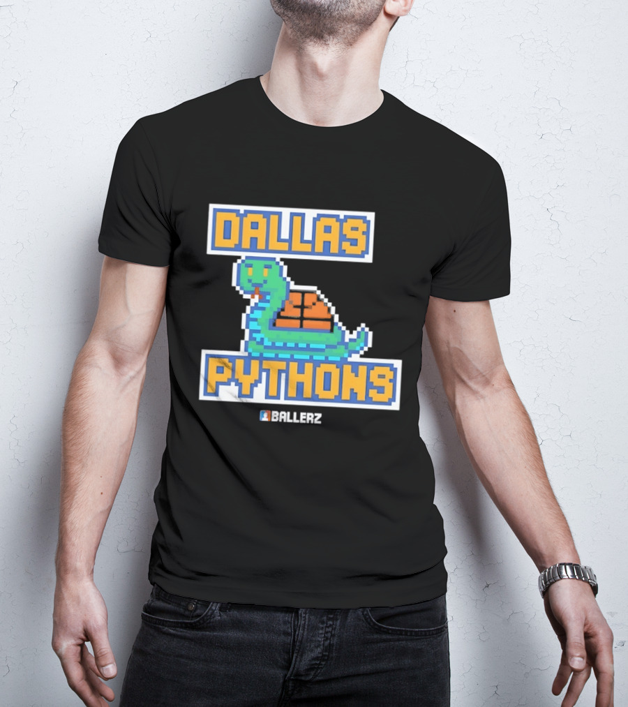 Dallas Pythons Ballerz Basketball Pixel Snake T-Shirt