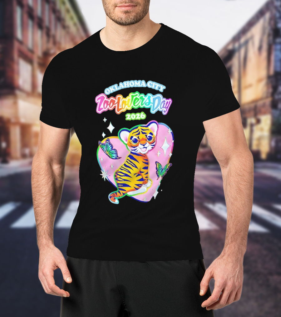 Oklahoma City Zoo Lovers Day 2026 Tiger And Butterflies Hearts T-Shirt