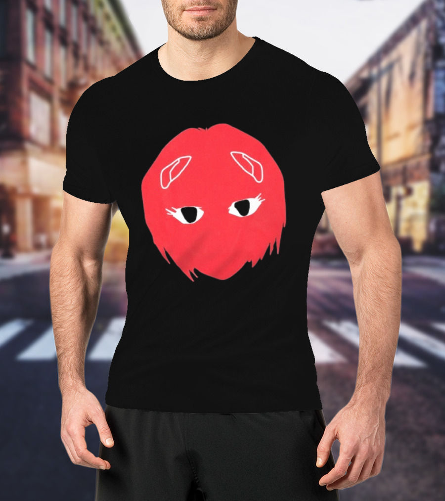 Otaku Desu Mobb Stay At Home Mask Anime Face Red Hair Eyes T-Shirt