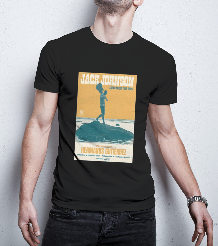 Jack Johnson Surfmusic Tour 2026 Philadelphia TD Pavilion With Special Guest Hermanos Gutiérrez June 27 T-Shirt