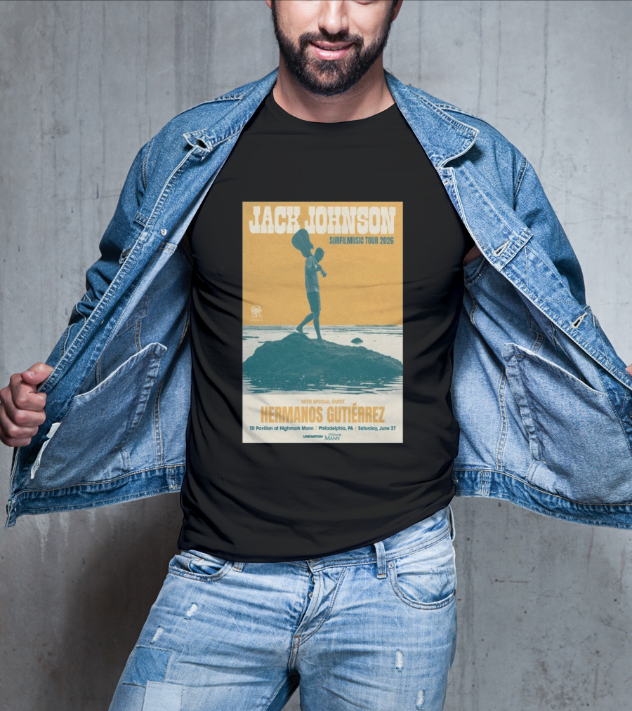 Jack Johnson Surfmusic Tour 2026 Philadelphia TD Pavilion With Special Guest Hermanos Gutiérrez June 27 T-Shirt