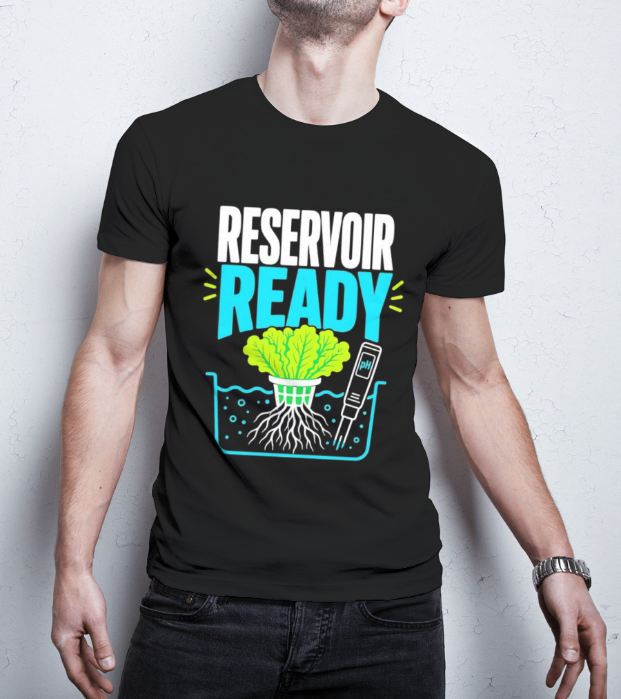 Reservoir Ready Hydroponic Lettuce Roots And Water PH Meter T-Shirt