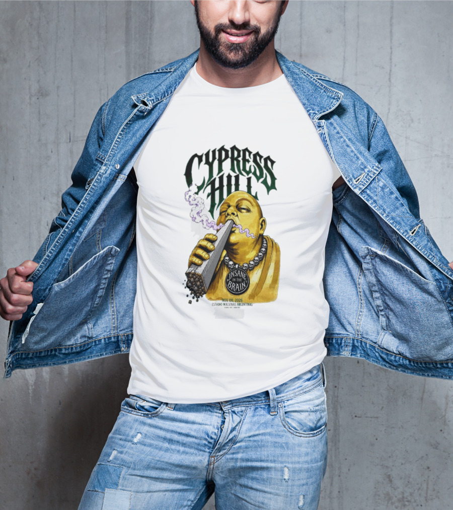 Cypress Hill Insane In The Brain Concert Buenos Aires Stadium Malvinas Argentinas Nov 08 2026 T-Shirt