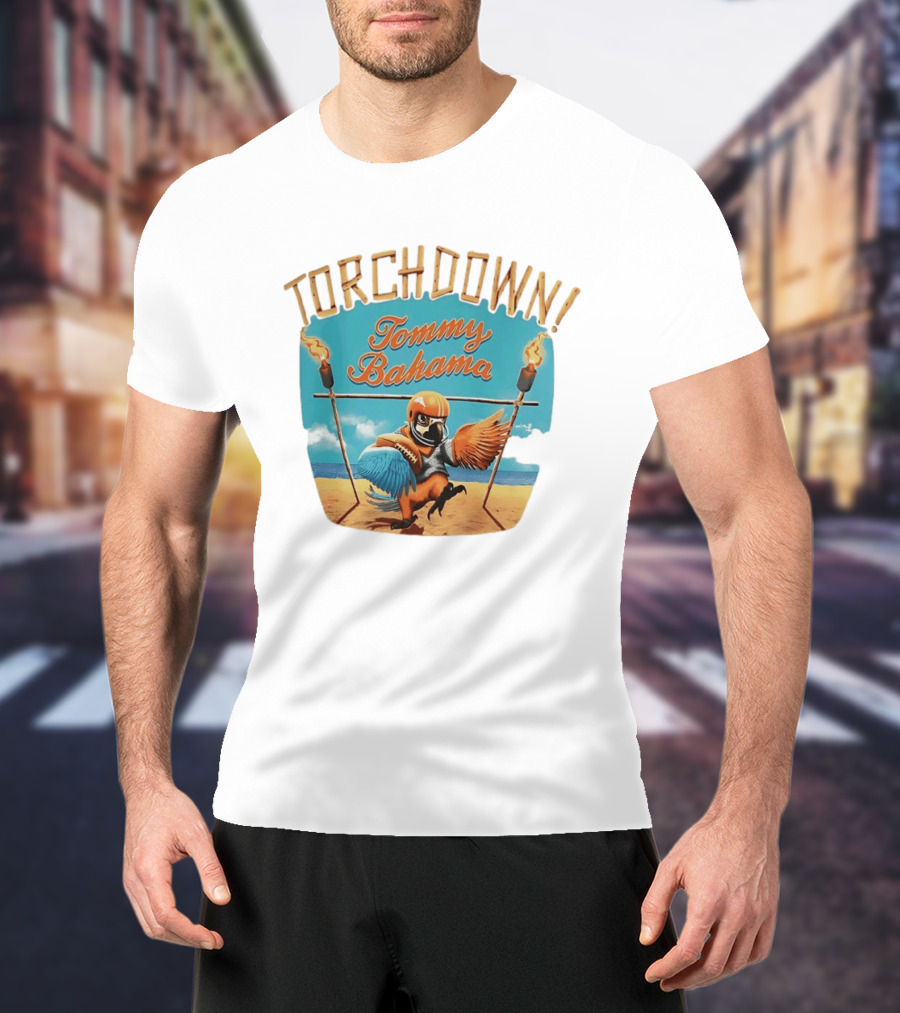 TORCHDOWN Tommy Bahama Parrot Beach Football T-Shirt