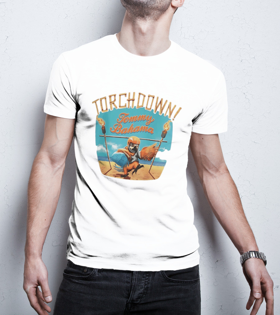 TORCHDOWN Tommy Bahama Parrot Beach Football T-Shirt