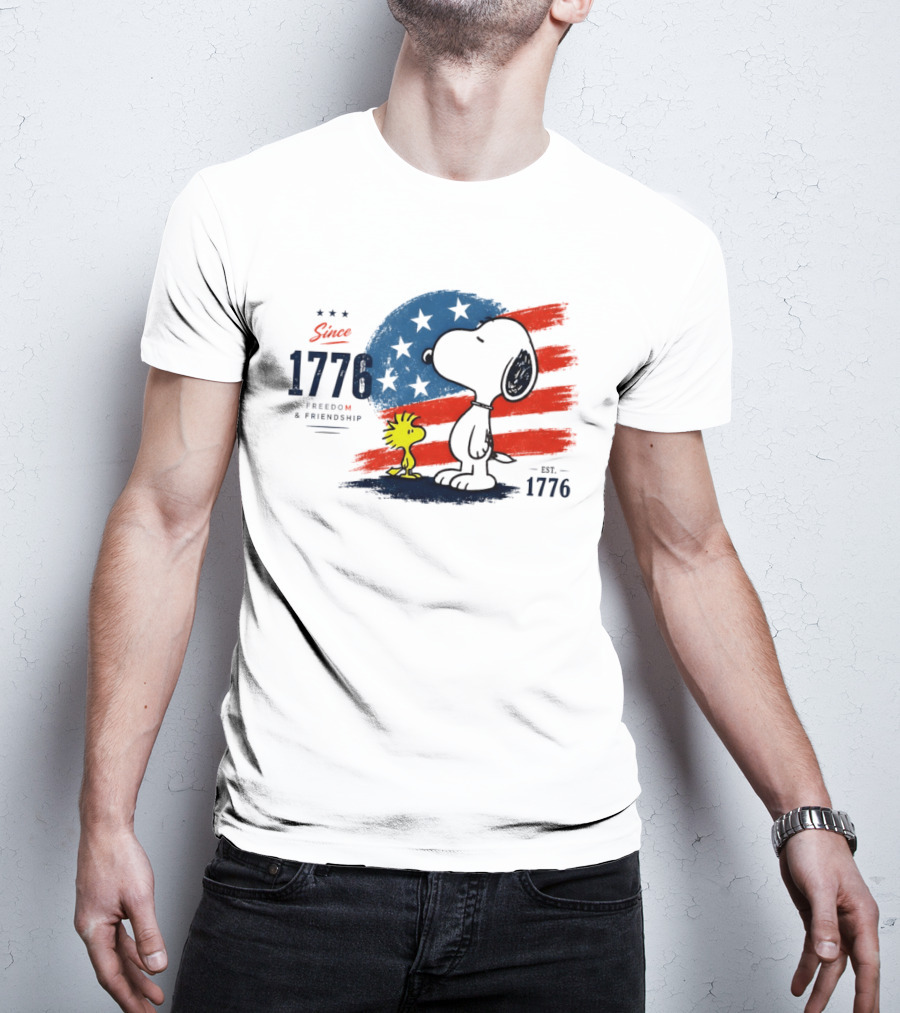 Snoopy Woodstock American Flag Freedom Friendship Since 1776 T-Shirt