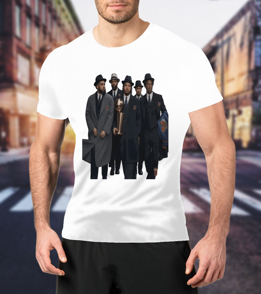 Knicks Mafia New York Knicks Players Suits Championship Trophy T-Shirt