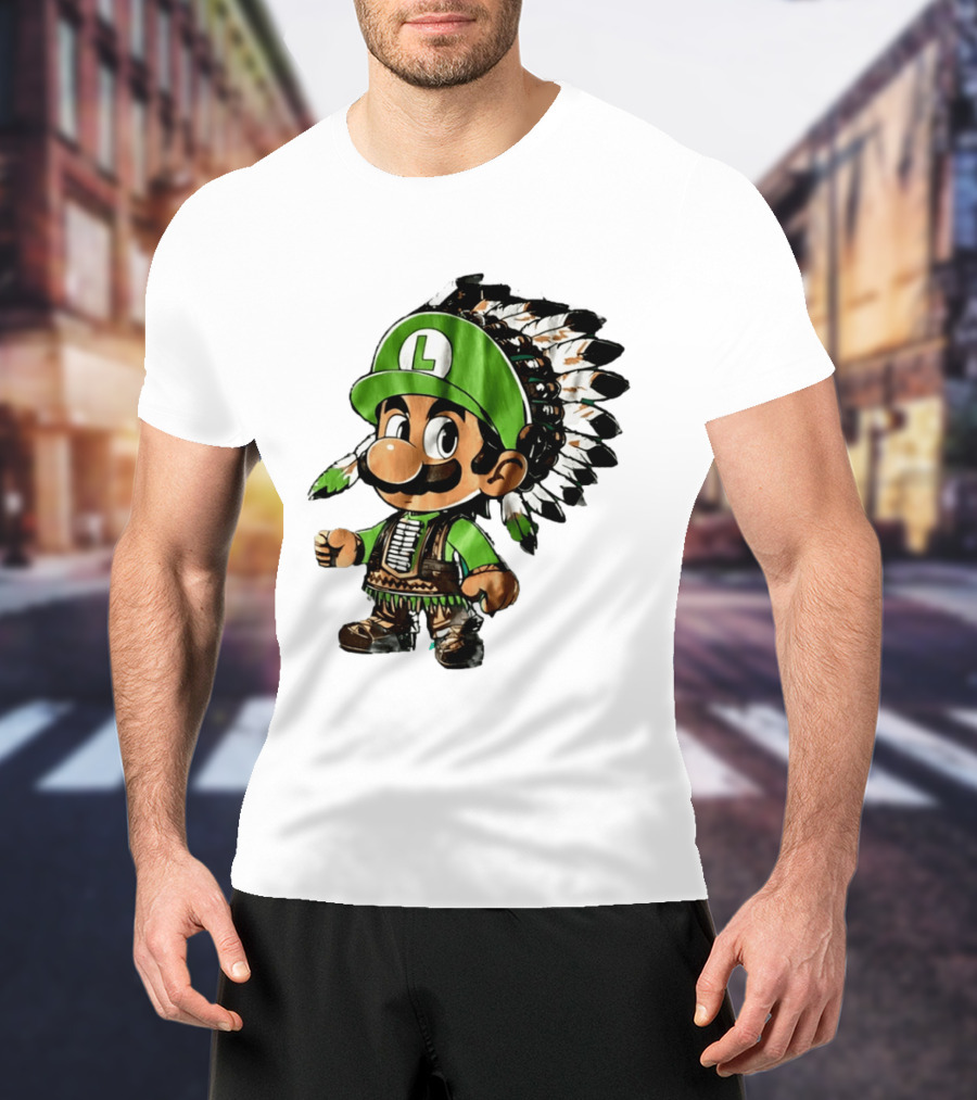 Luigi Green Hat Native American Headdress T-Shirt