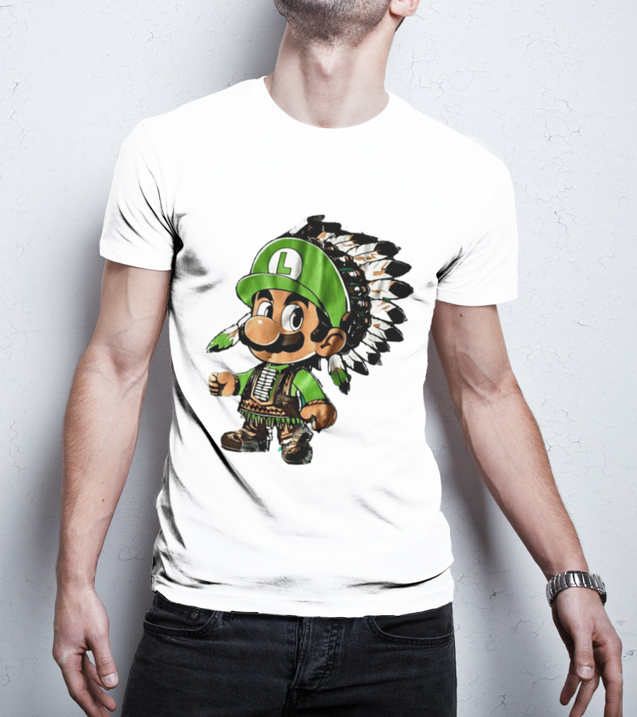 Luigi Green Hat Native American Headdress T-Shirt