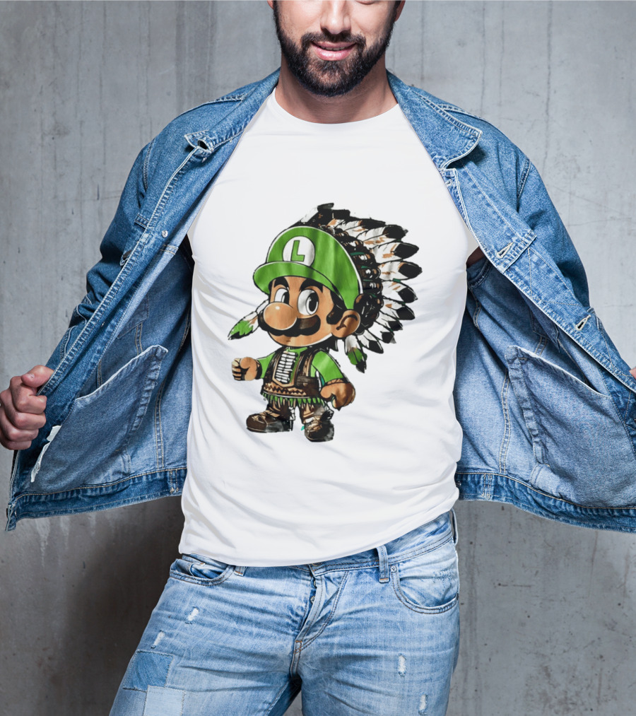 Luigi Green Hat Native American Headdress T-Shirt
