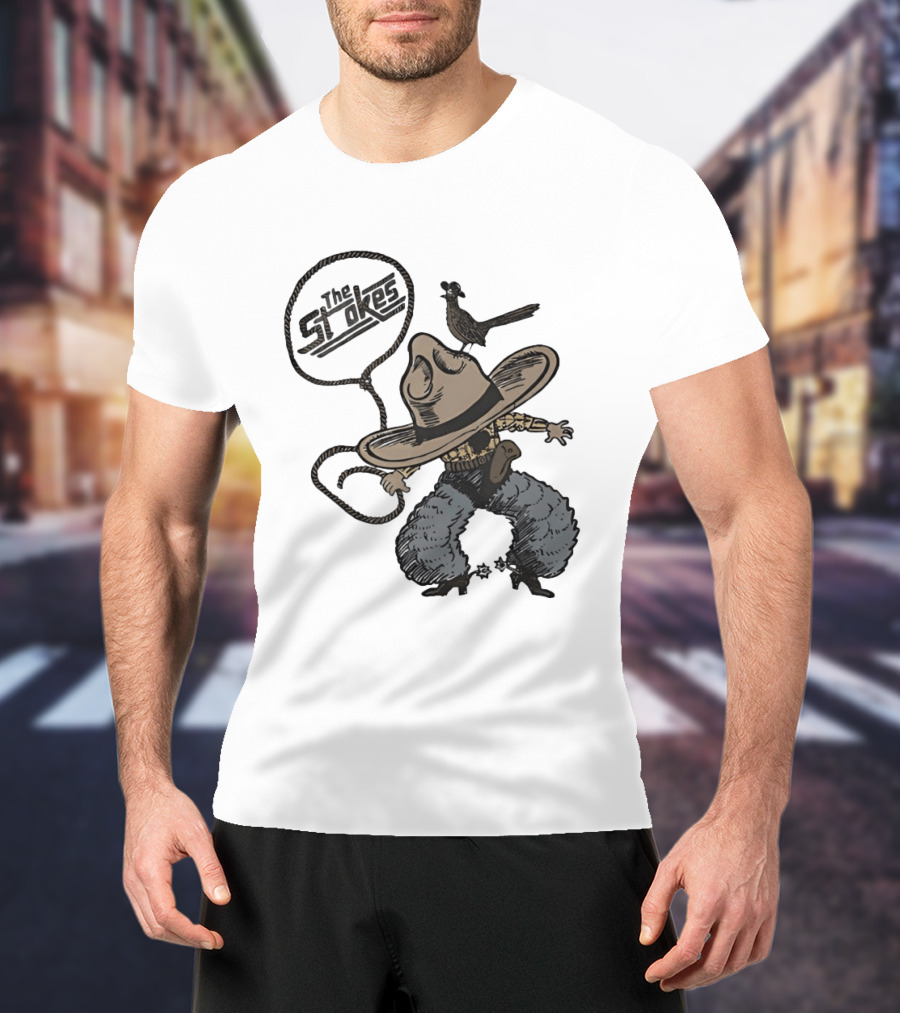 The Strokes Cowboy Hat Bird Lasso Denim Holster Brown Boots T-Shirt