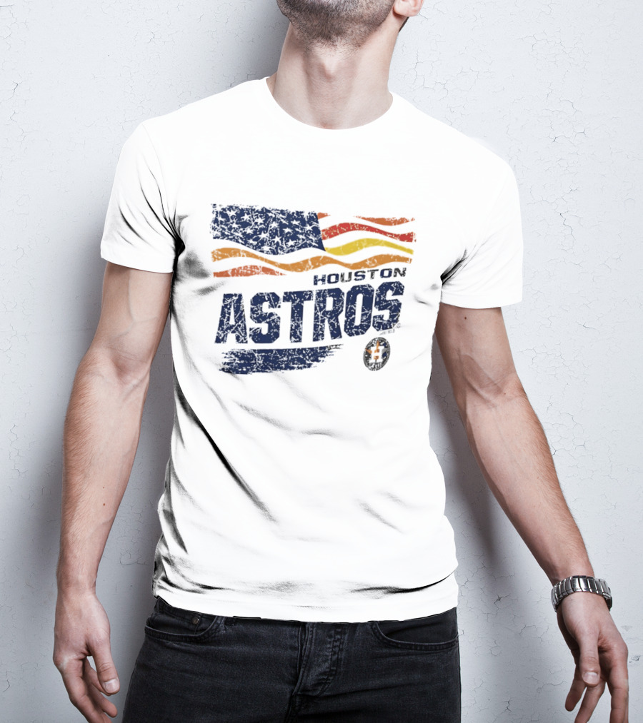 Houston Astros 4th Of July Waving American Flag Anniversary Celebration T-Shirt