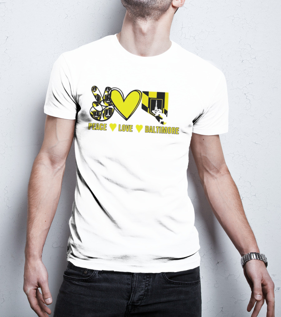 Peace Love Baltimore Maryland Flag Charm City T-Shirt
