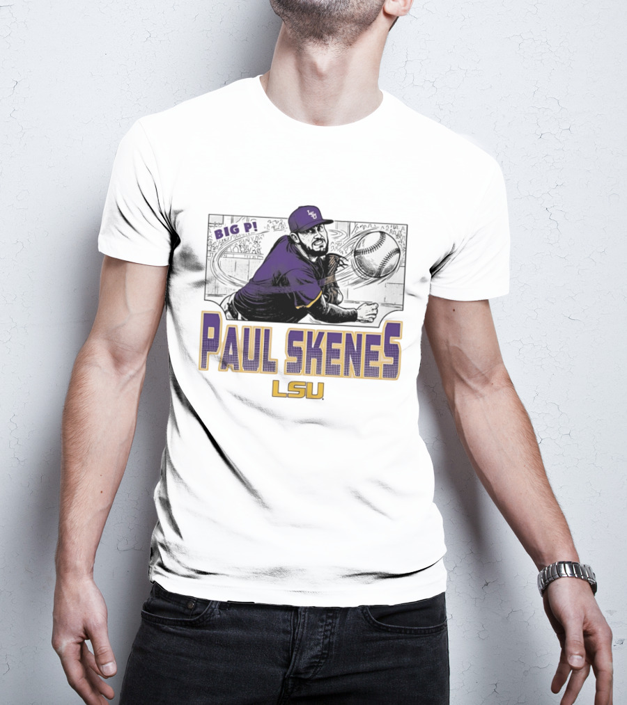 LSU Tigers Paul Skenes Big P Baseball Comic T-Shirt