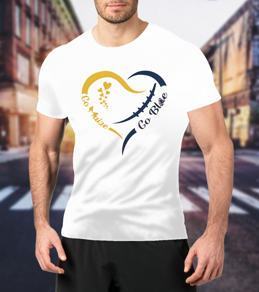 Michigan Wolverines Heart Go Maize Go Blue Football T-Shirt