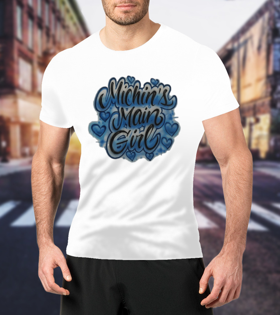 Michin's Main Girl Blue Hearts Airbrush T-Shirt