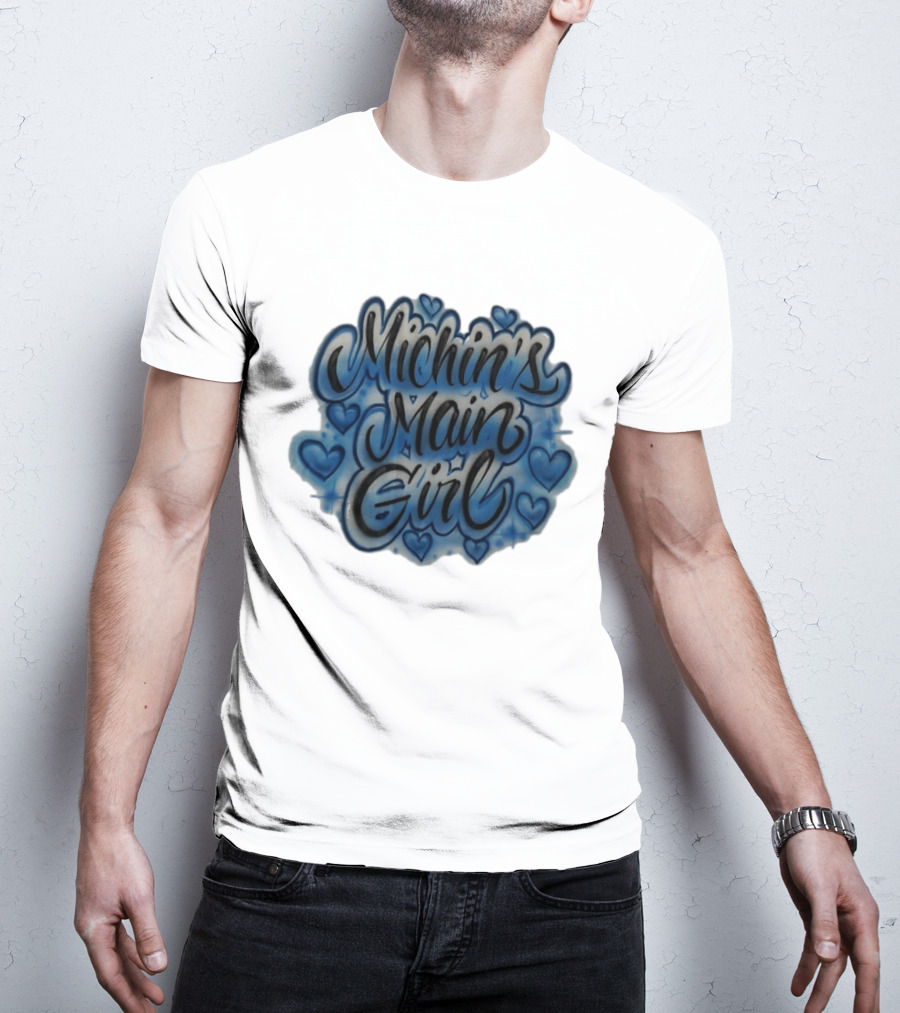 Michin's Main Girl Blue Hearts Airbrush T-Shirt