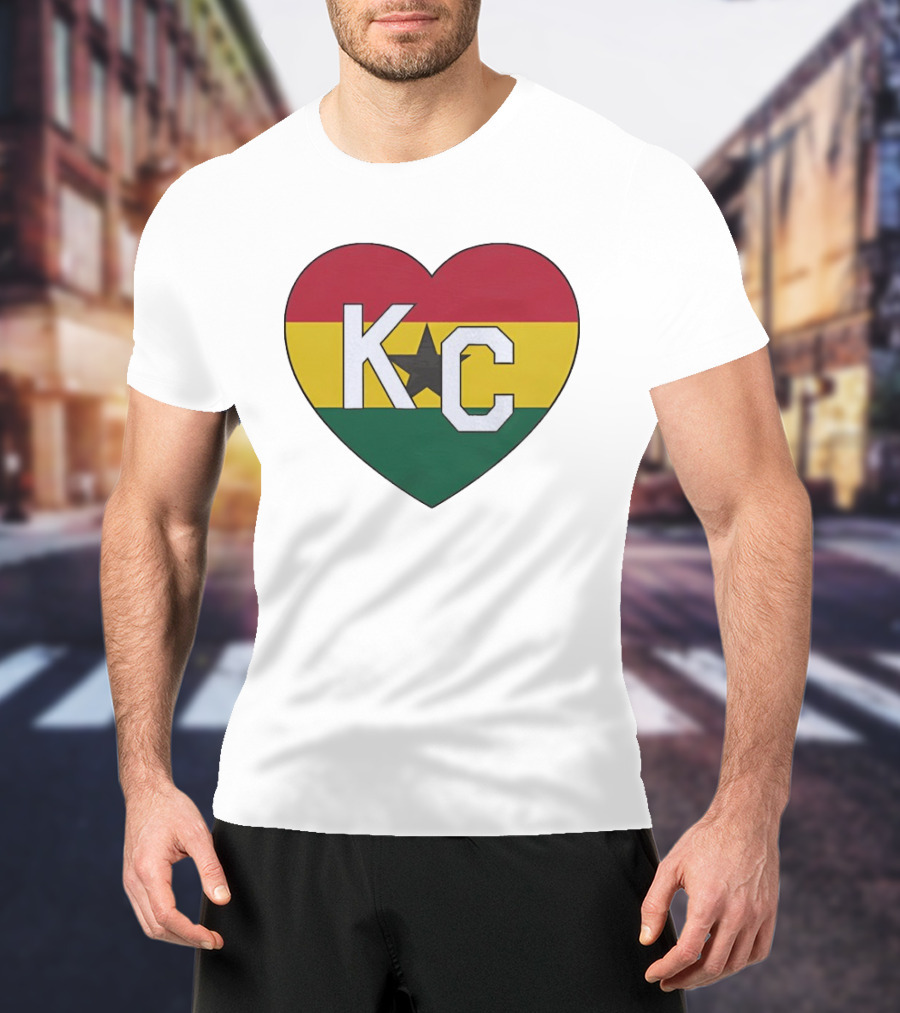 Ghana Flag Colors KC Heart T-Shirt