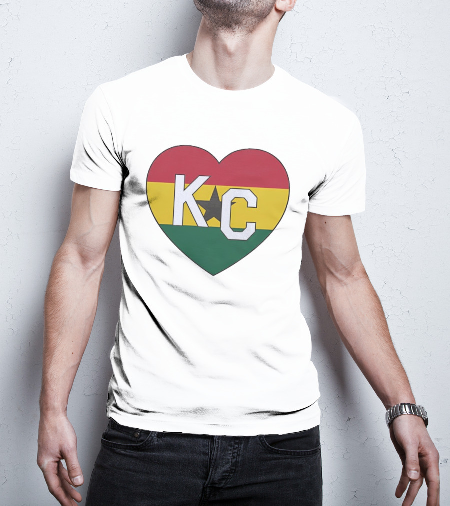 Ghana Flag Colors KC Heart T-Shirt