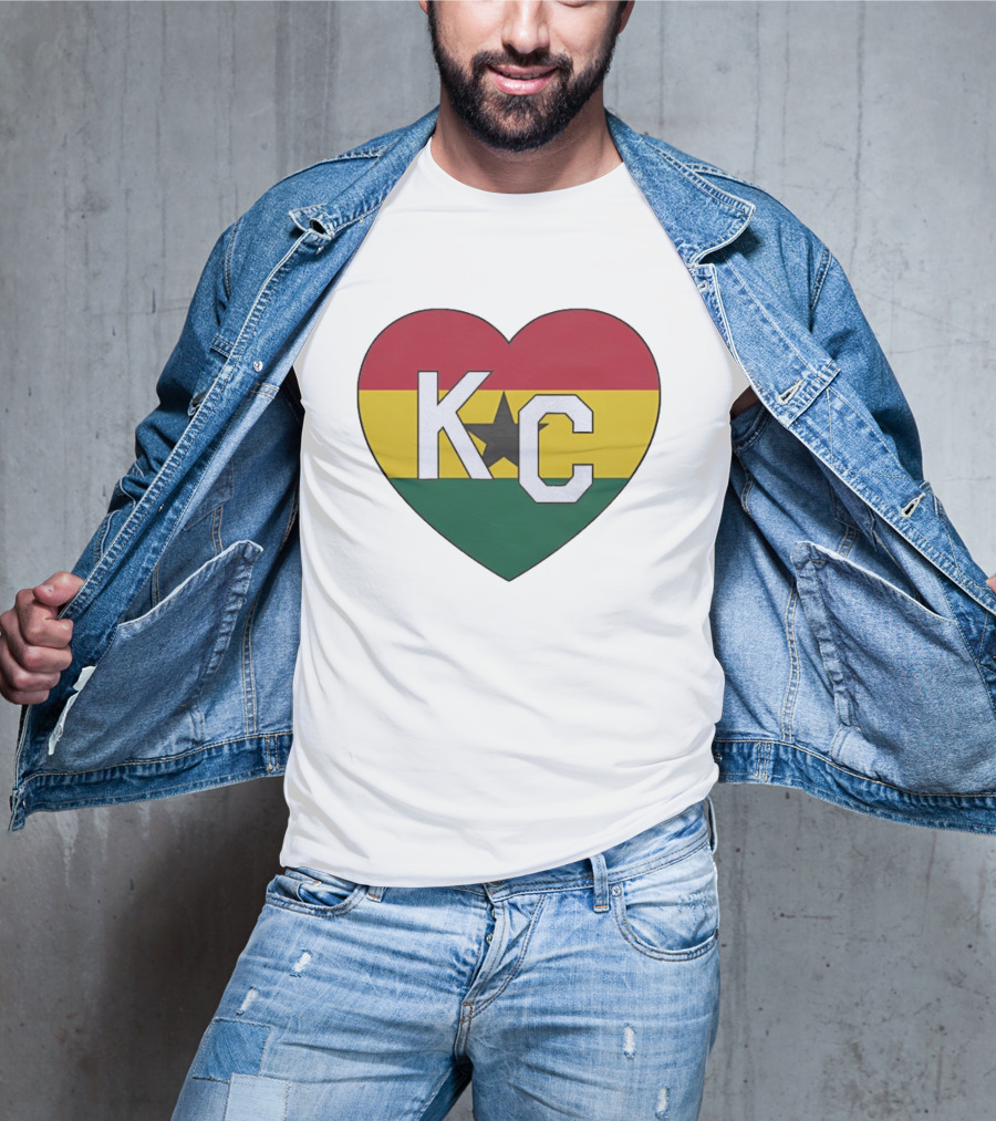 Ghana Flag Colors KC Heart T-Shirt