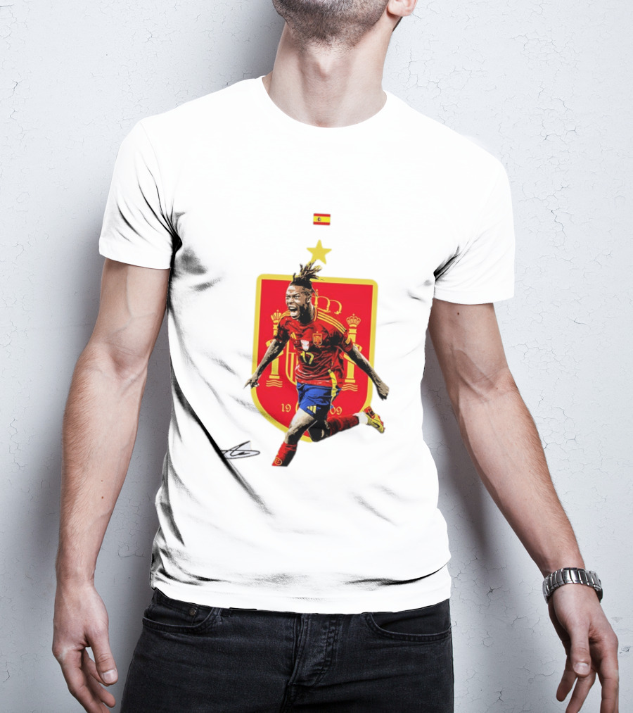Nico Williams España Número 19 Escudo De La Selección Española Flag T-Shirt