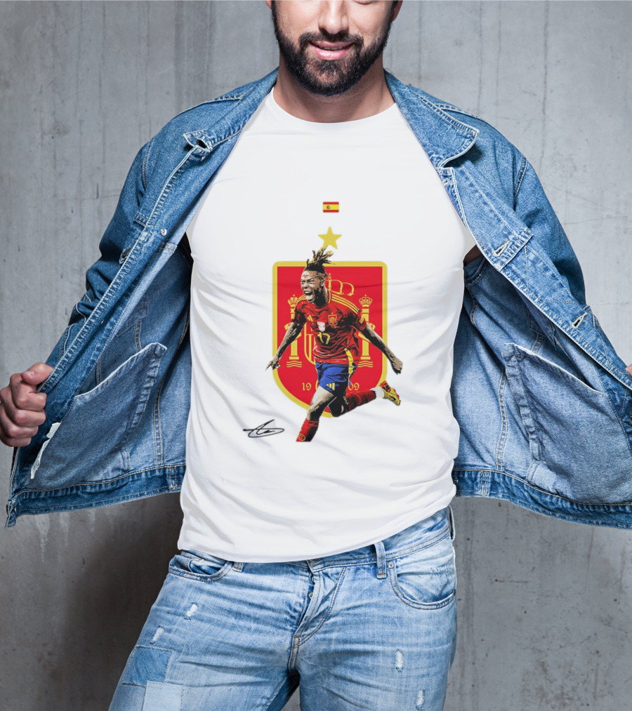 Nico Williams España Número 19 Escudo De La Selección Española Flag T-Shirt