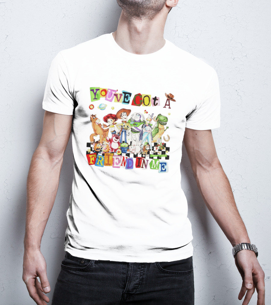 Toy Story You've Got A Friend In Me Characters Buzz Woody Rex Jessie Hamm Aliens Slinky T-Shirt