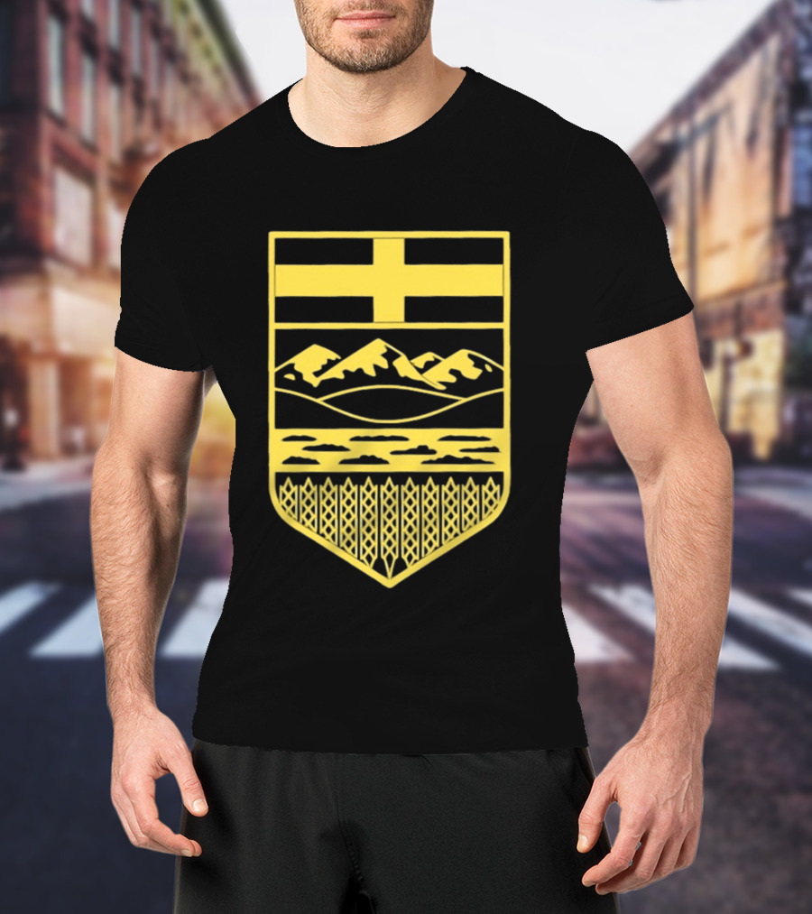 Alberta Stands Free Canada Provincial Emblem Mountains Crest T-Shirt