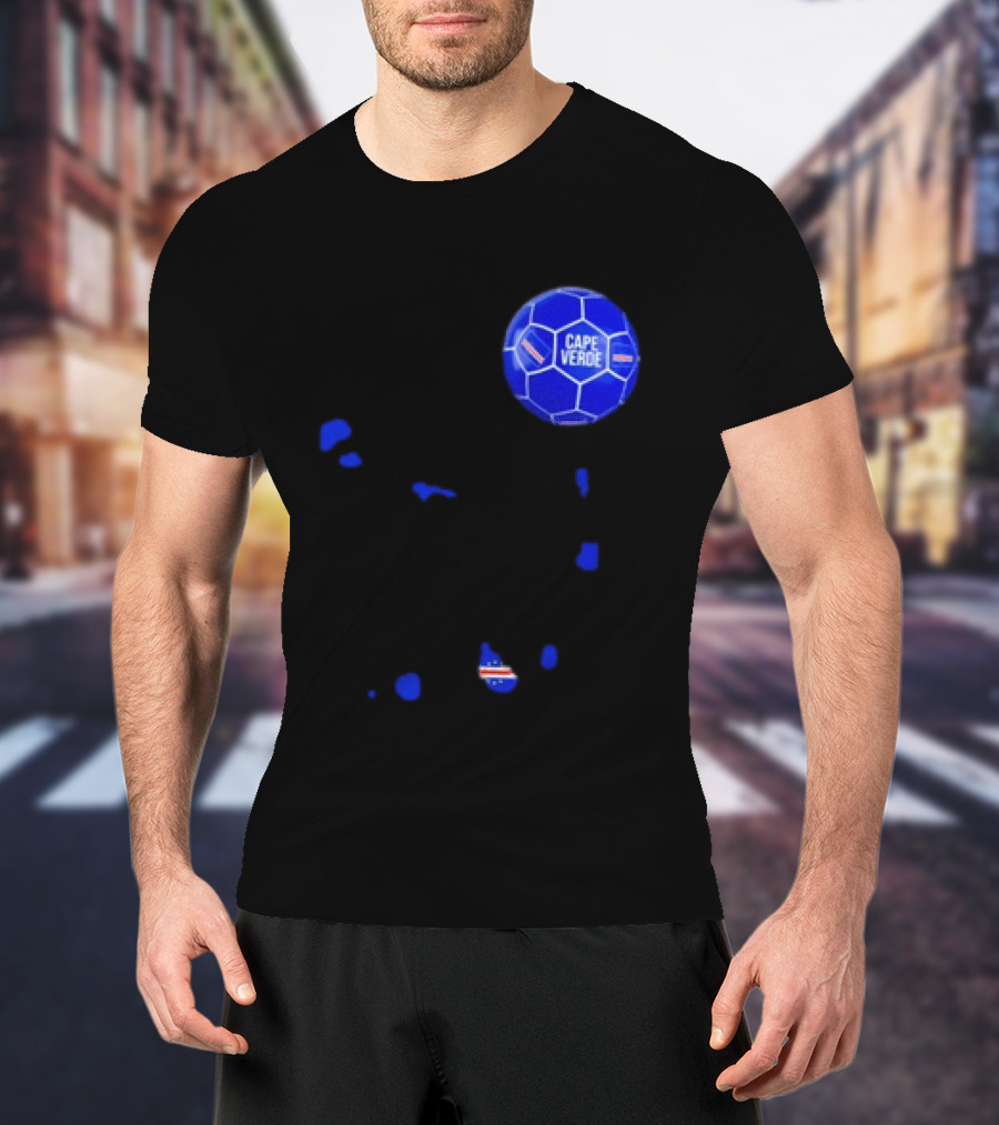 Cape Verde Soccer Pride Blue Football Map T-Shirt