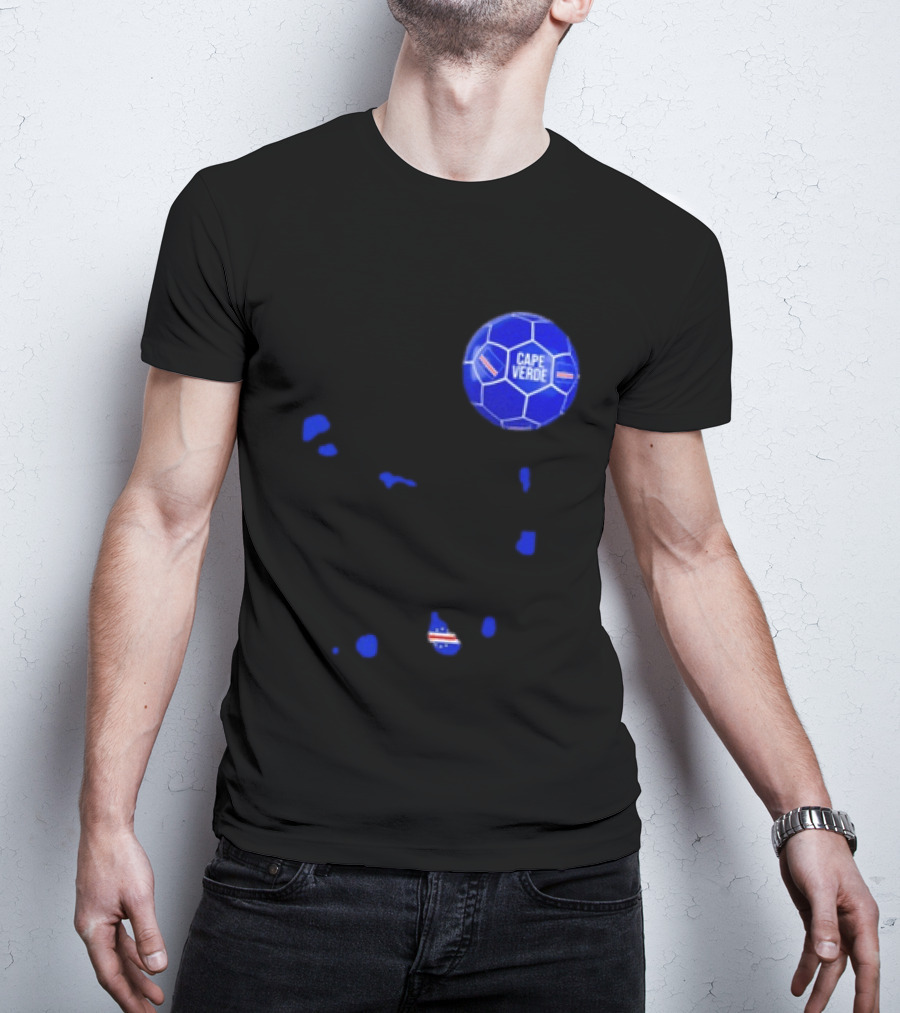 Cape Verde Soccer Pride Blue Football Map T-Shirt