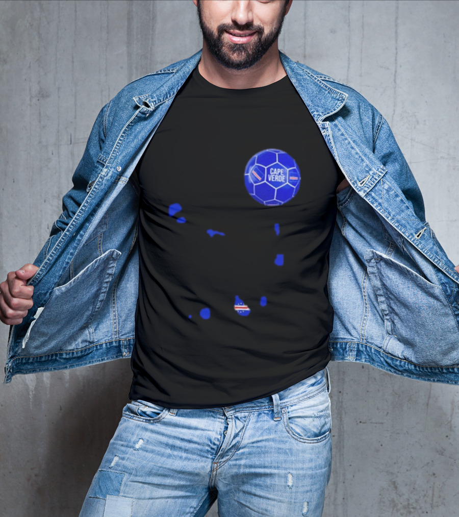 Cape Verde Soccer Pride Blue Football Map T-Shirt