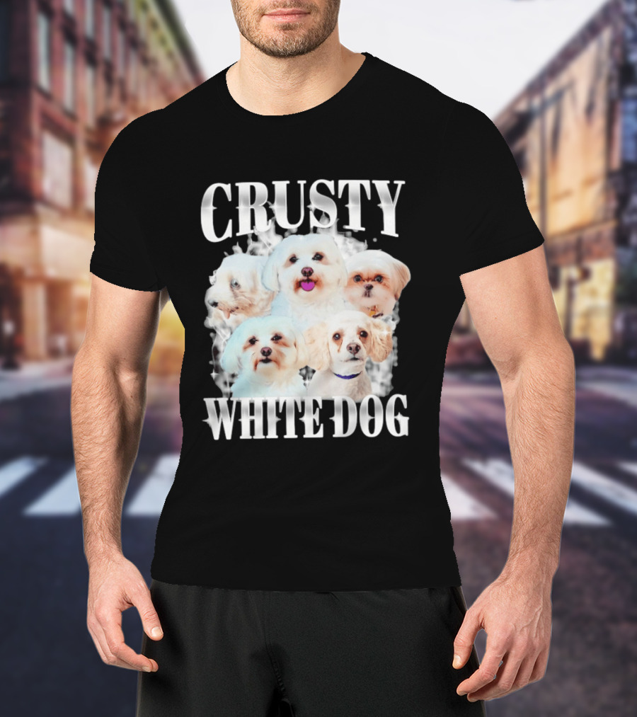 Crusty White Dog Collage 90s Bootleg Vintage Style Nostalgia T-Shirt