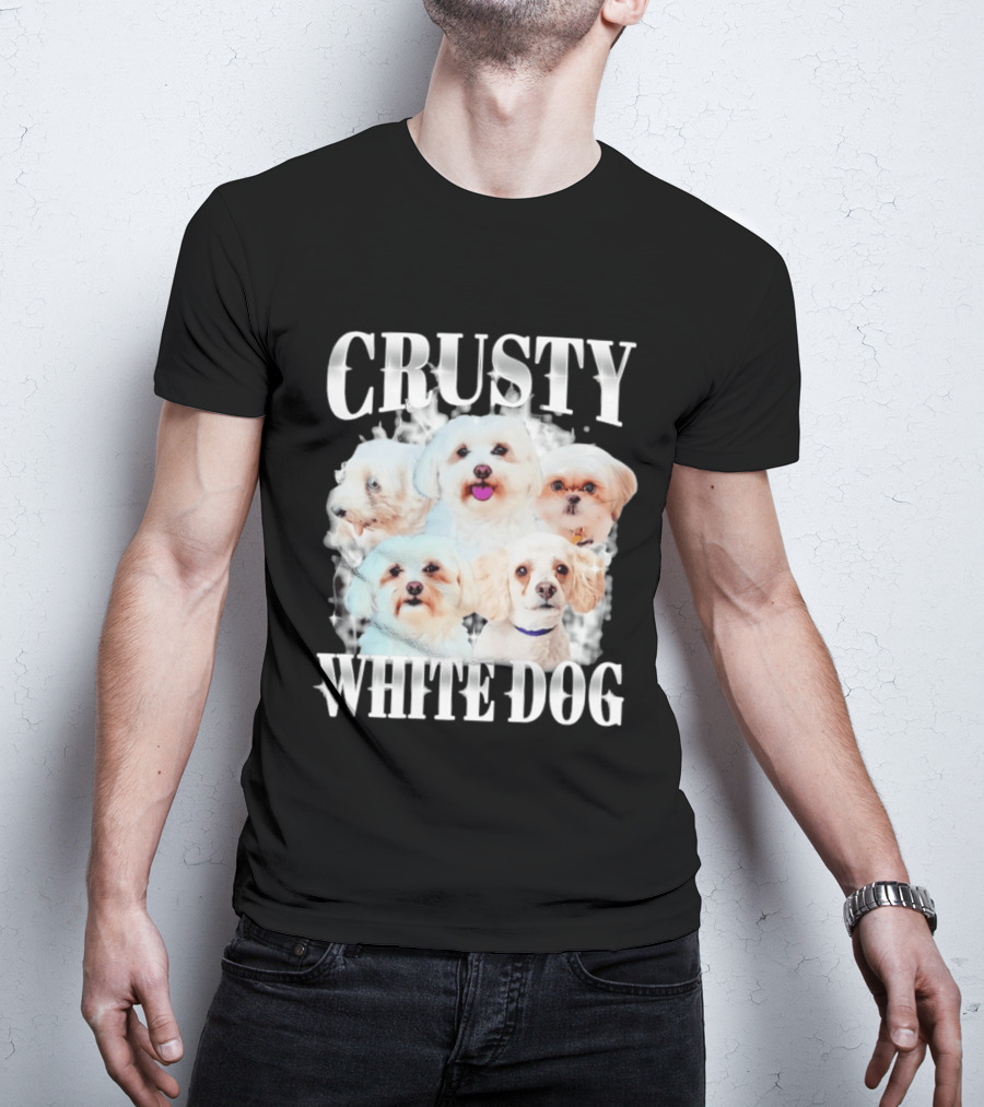 Crusty White Dog Collage 90s Bootleg Vintage Style Nostalgia T-Shirt