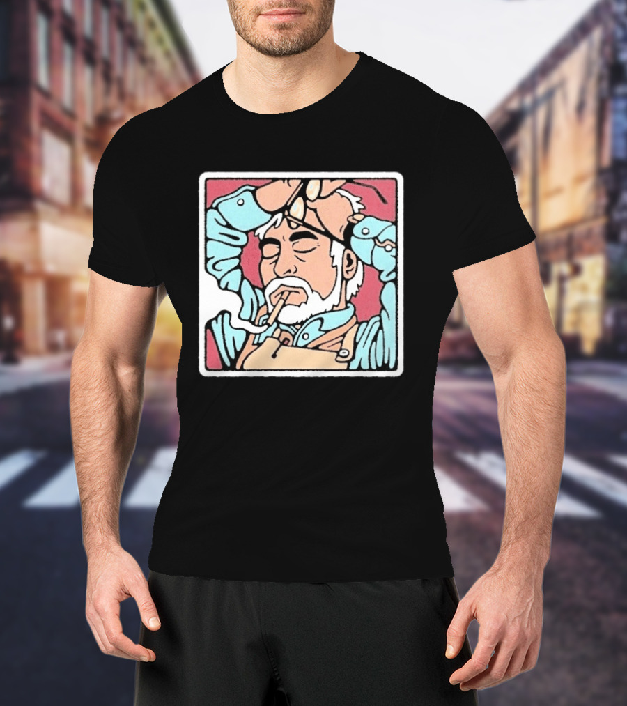 Drew Wise Tired Relaxed Bearded Figure With Pipe And Eyeglasses Japanese Ukiyo E T-Shirt