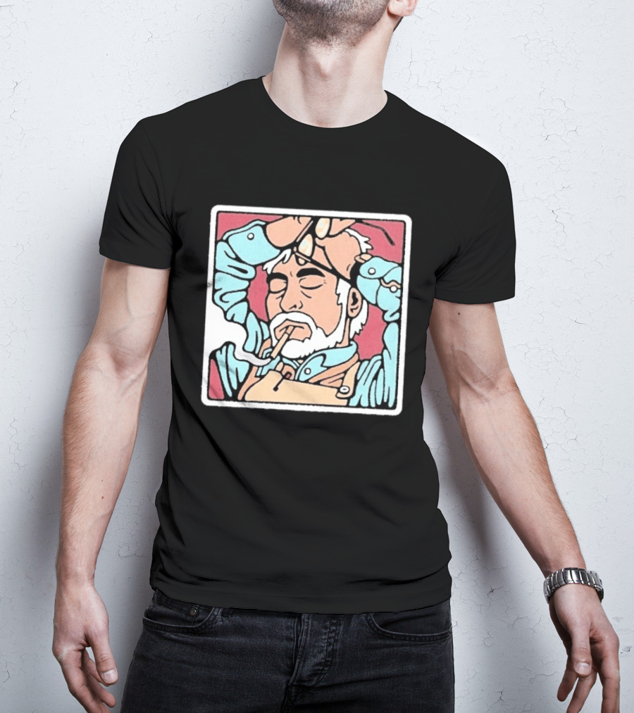 Drew Wise Tired Relaxed Bearded Figure With Pipe And Eyeglasses Japanese Ukiyo E T-Shirt