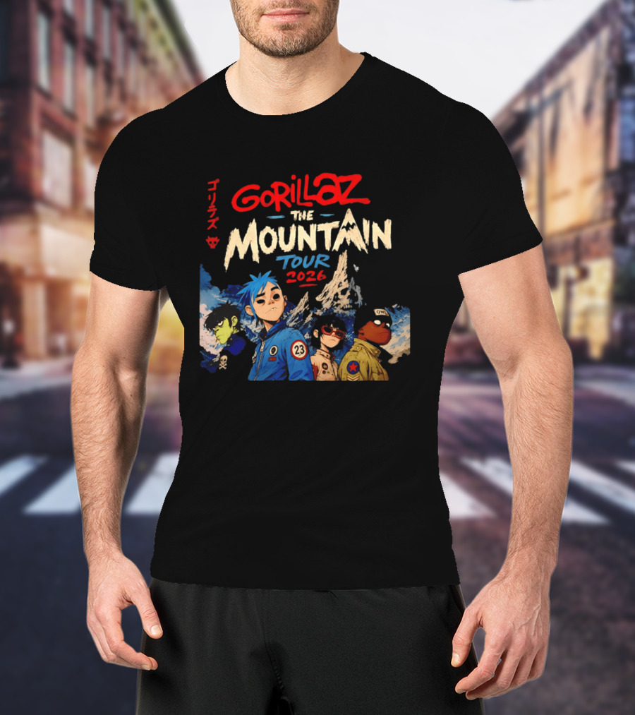 Gorillaz The Mountain Tour 2026 Damon Albarn Animation Characters T-Shirt