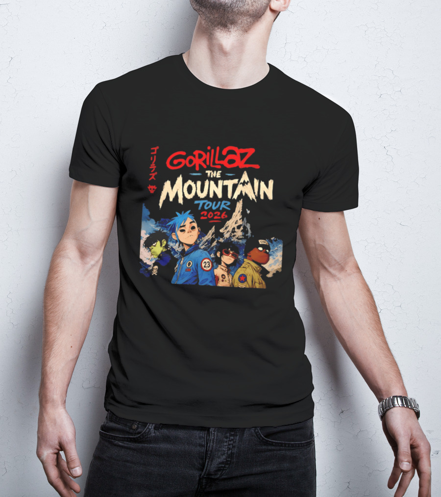 Gorillaz The Mountain Tour 2026 Damon Albarn Animation Characters T-Shirt