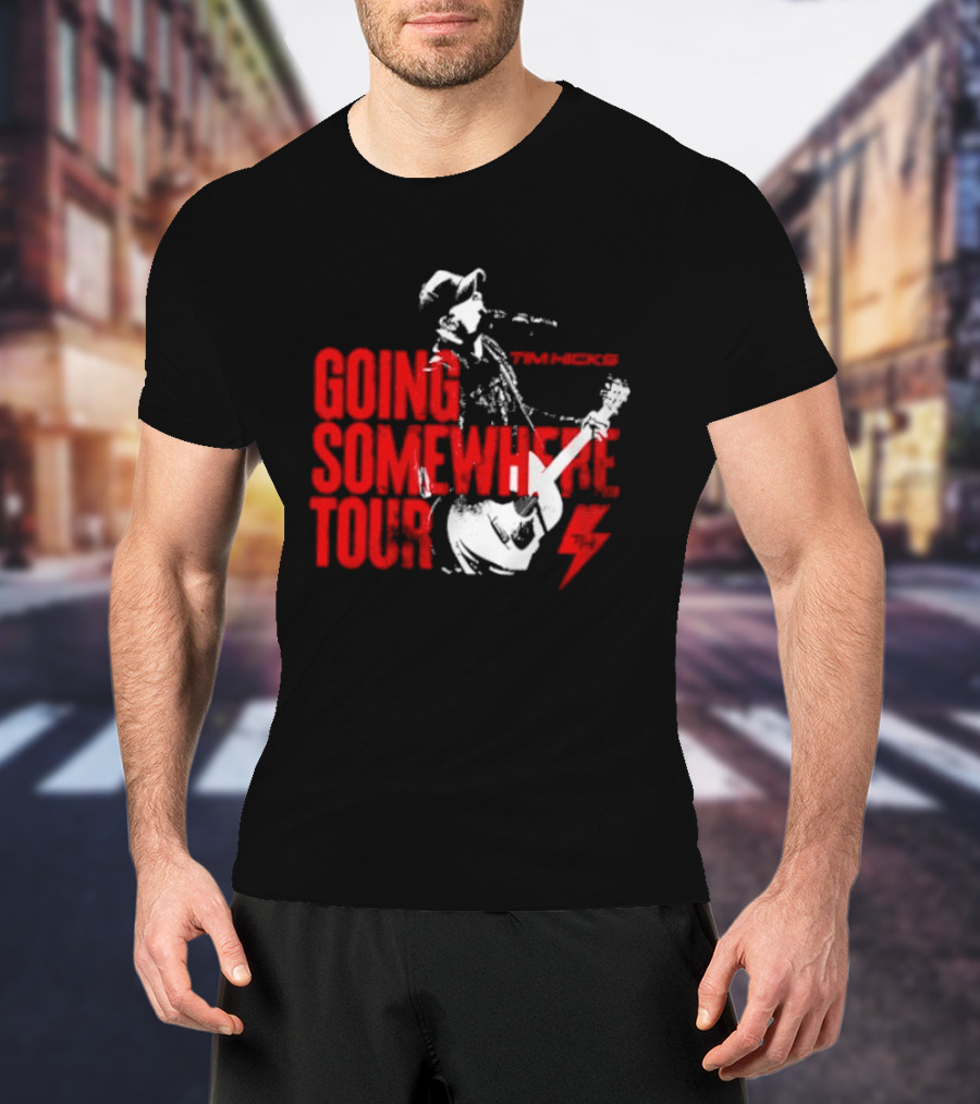 Tim Hicks Going Somewhere Tour Guitar Lightning Bolt T-Shirt