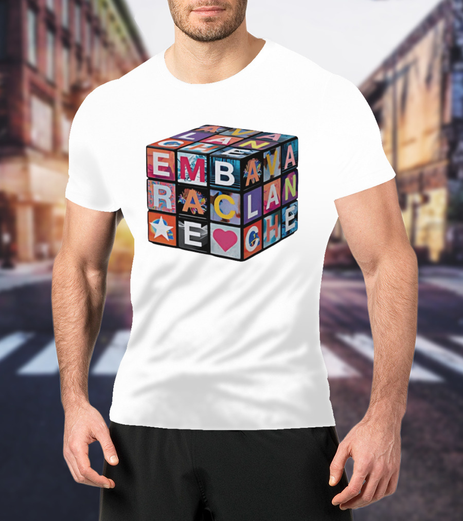 Avalanche Embrace Rubiks Cube Heart Star Colorful Letters T-Shirt