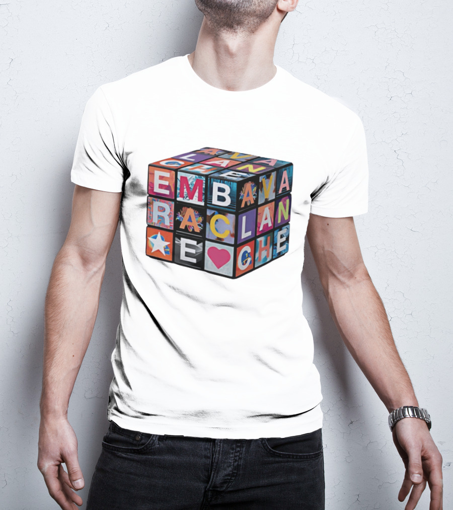 Avalanche Embrace Rubiks Cube Heart Star Colorful Letters T-Shirt