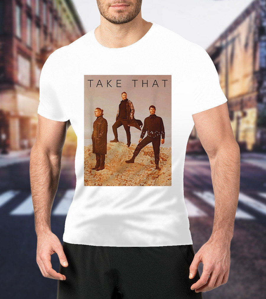 Take That Band Members Standing On Rocky Terrain T-Shirt