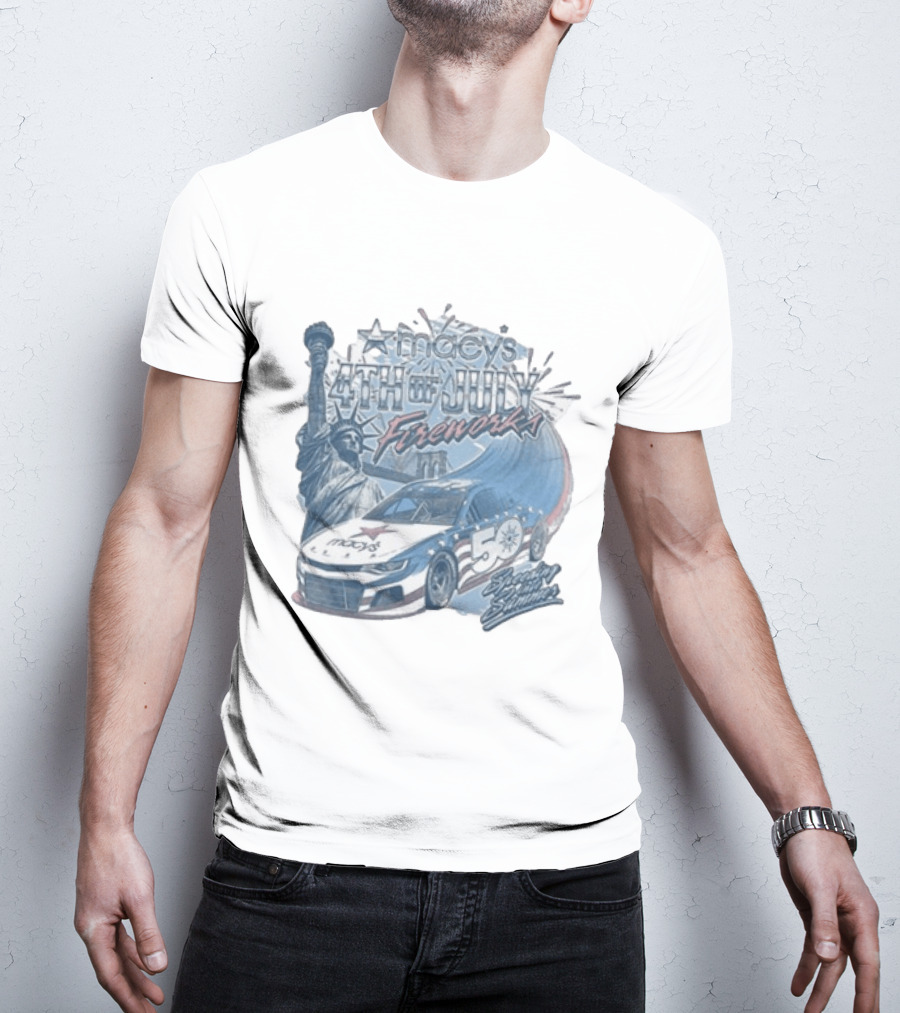 Macy's 4th Of July Fireworks 50 Statue Of Liberty And Race Car T-Shirt